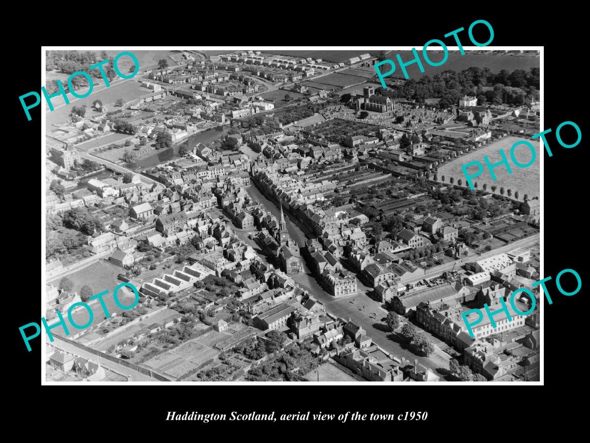 OLD LARGE HISTORIC PHOTO OF HADDINGTON SCOTLAND, AERIAL VIEW OF THE TOWN c1950 3