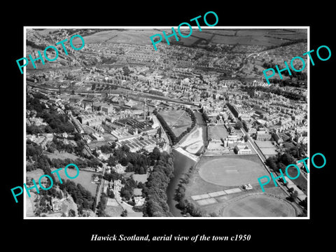 OLD LARGE HISTORIC PHOTO OF HAWICK SCOTLAND, AERIAL VIEW OF THE TOWN c1950 2