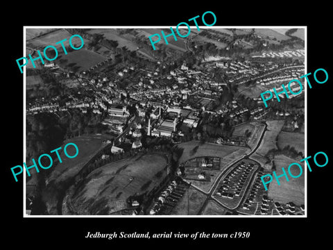 OLD LARGE HISTORIC PHOTO OF JEDBURGH SCOTLAND, AERIAL VIEW OF THE TOWN c1950 2