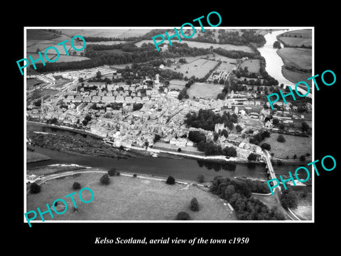 OLD LARGE HISTORIC PHOTO OF KELSO SCOTLAND, AERIAL VIEW OF THE TOWN c1950 1