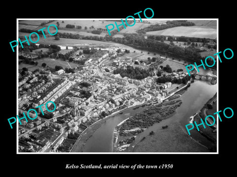 OLD LARGE HISTORIC PHOTO OF KELSO SCOTLAND, AERIAL VIEW OF THE TOWN c1950 2