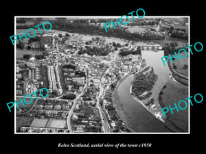 OLD LARGE HISTORIC PHOTO OF KELSO SCOTLAND, AERIAL VIEW OF THE TOWN c1950 3