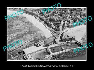 OLD LARGE HISTORIC PHOTO OF NORTH BERWICK SCOTLAND, AERIAL VIEW OF TOWN c1950 2