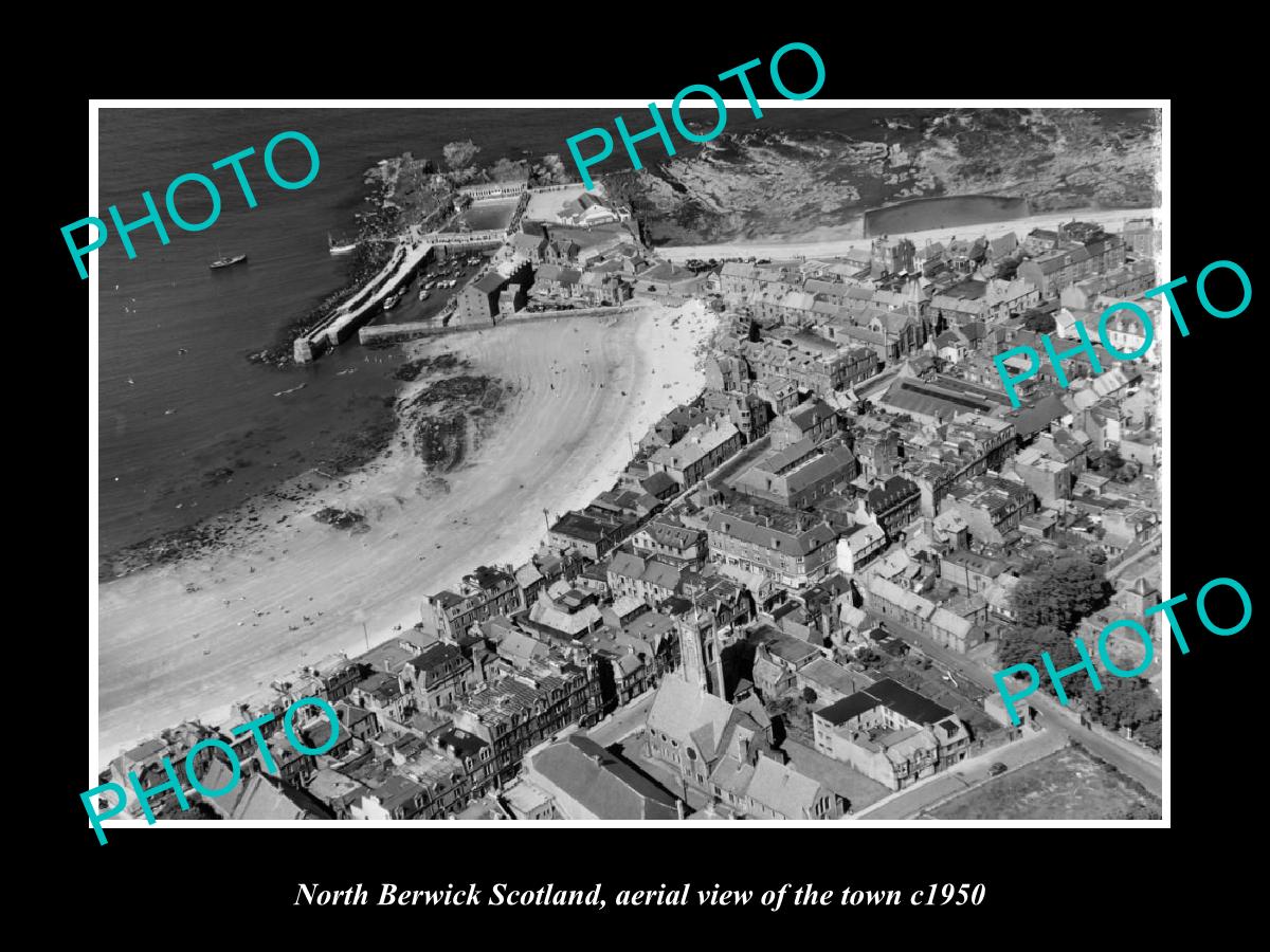 OLD LARGE HISTORIC PHOTO OF NORTH BERWICK SCOTLAND, AERIAL VIEW OF TOWN c1950 3