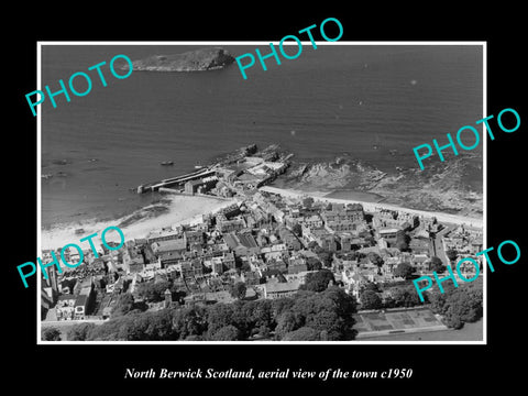 OLD LARGE HISTORIC PHOTO OF NORTH BERWICK SCOTLAND, AERIAL VIEW OF TOWN c1950 4