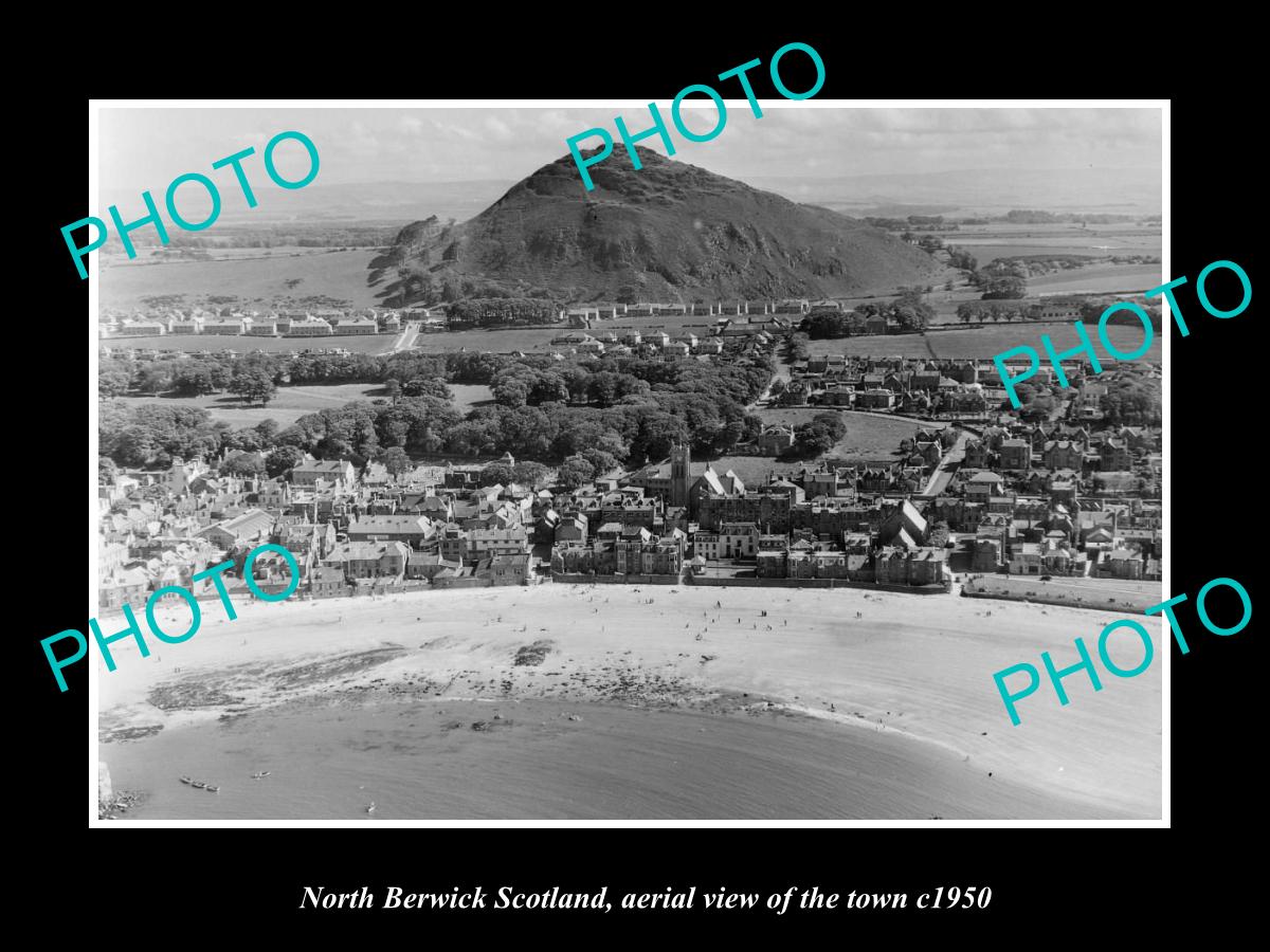 OLD LARGE HISTORIC PHOTO OF NORTH BERWICK SCOTLAND, AERIAL VIEW OF TOWN c1950 5