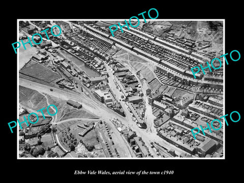 OLD LARGE HISTORIC PHOTO OF EBBW VALE WALES, AERIAL VIEW OF THE TOWN c1940 3