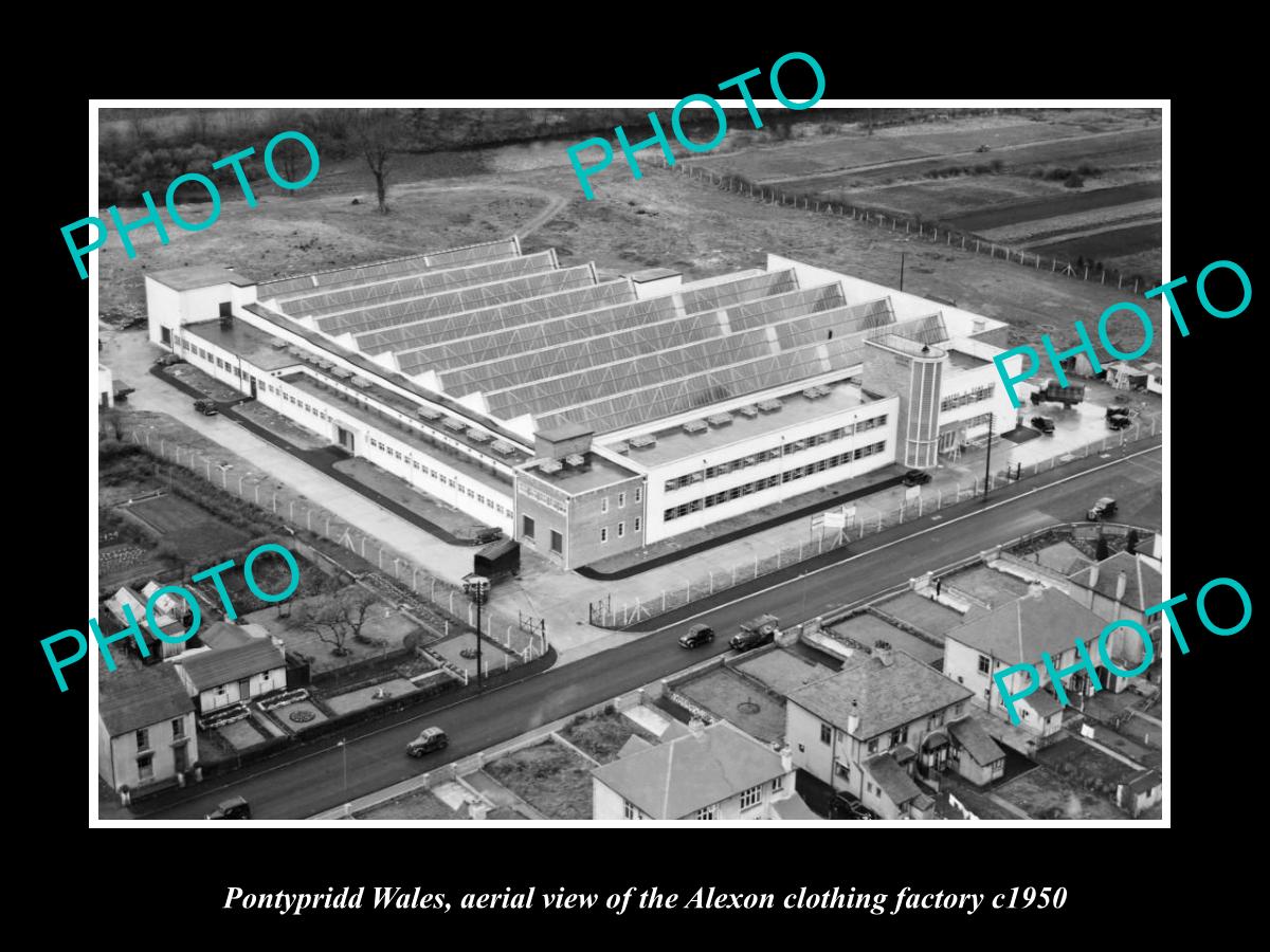 OLD LARGE HISTORIC PHOTO OF PONTYPRIDD WALES, THE ALEXON CLOTHES FACTORY c1950