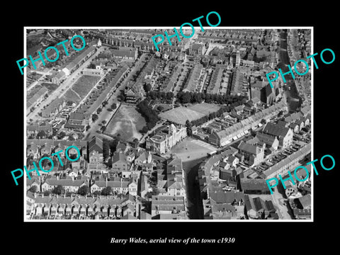 OLD LARGE HISTORIC PHOTO OF BARRY WALES, AERIAL VIEW OF THE TOWN c1930