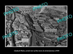 OLD LARGE HISTORIC PHOTO OF CLYDACH WALES, AERIAL VIEW OF TOWN & FACTORY c1950 1