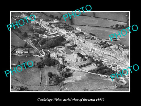 OLD LARGE HISTORIC PHOTO OF COWBRIDGE WALES, AERIAL VIEW OF THE TOWN c1930 2