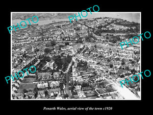 OLD LARGE HISTORIC PHOTO OF PENARTH WALES, AERIAL VIEW OF THE TOWN c1920 3