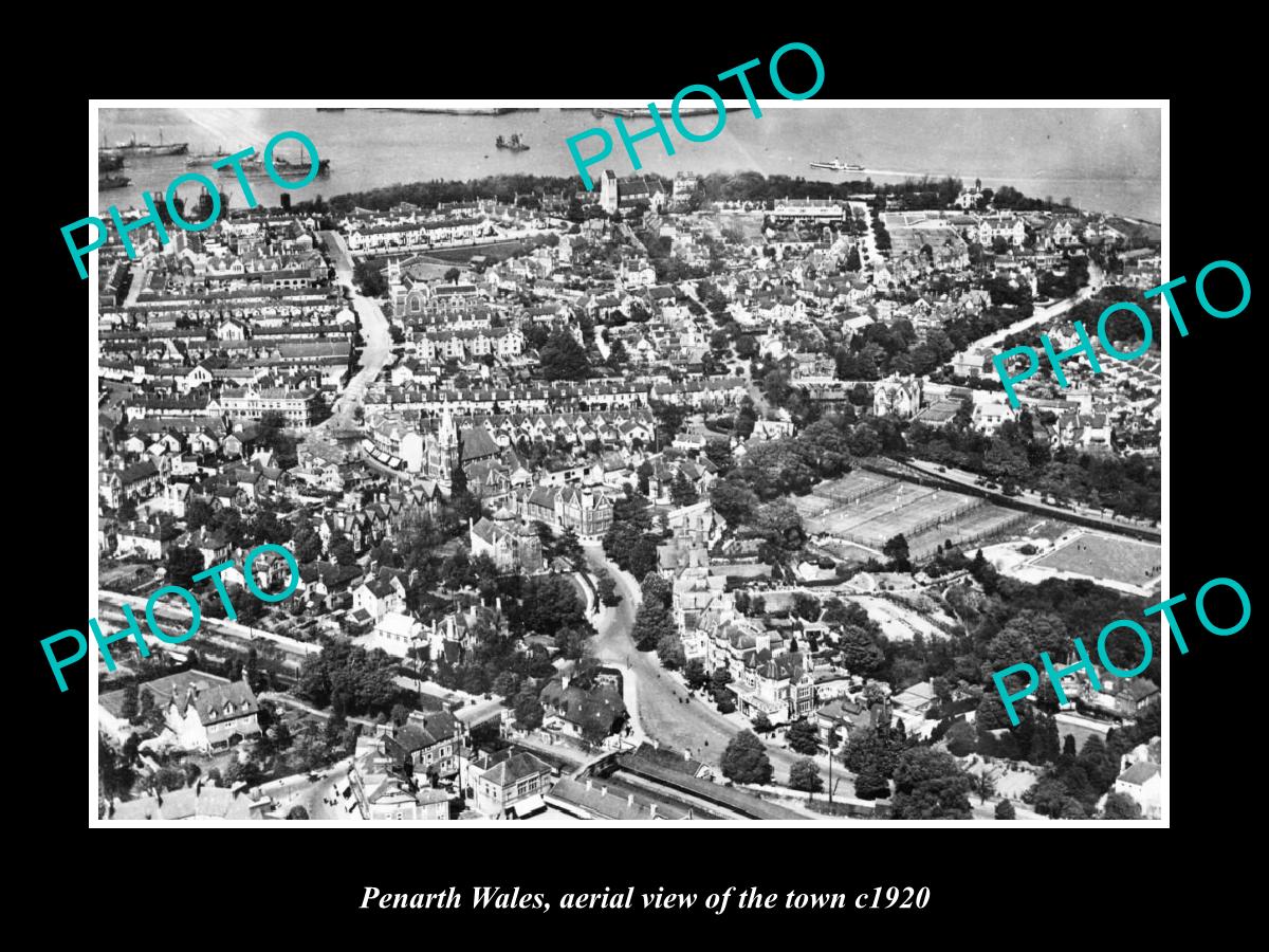 OLD LARGE HISTORIC PHOTO OF PENARTH WALES, AERIAL VIEW OF THE TOWN c1920 4