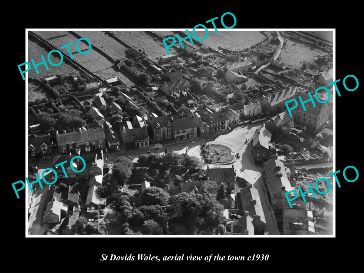 OLD LARGE HISTORIC PHOTO OF ST DAVIDS WALES, AERIAL VIEW OF THE TOWN c1930 1