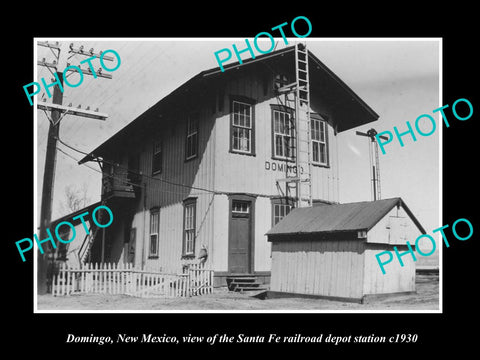 OLD LARGE HISTORIC PHOTO OF DOMINGO NEW MEXICO, THE RAILROAD DEPOT STATION c1930