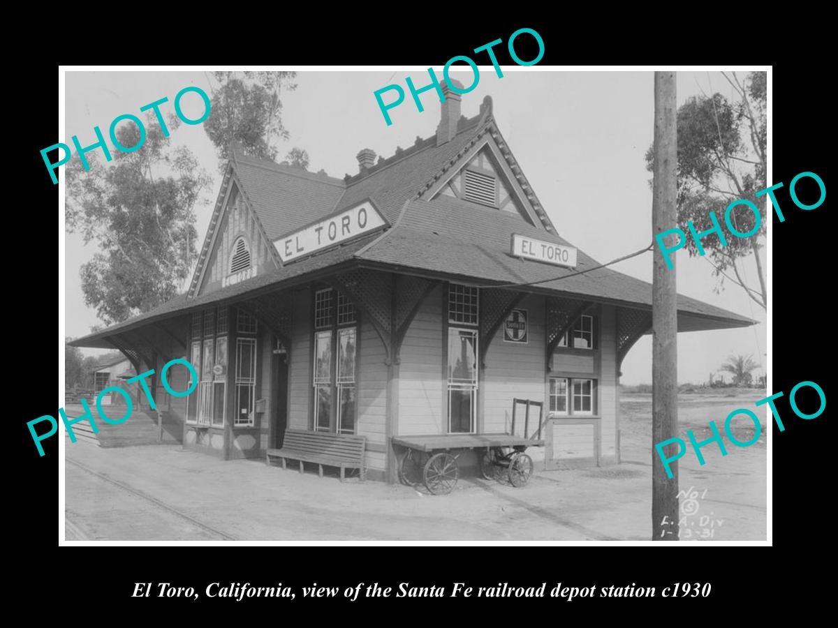 OLD LARGE HISTORIC PHOTO OF EL TORO CALIFORNIA, THE RAILROAD DEPOT STATION c1930