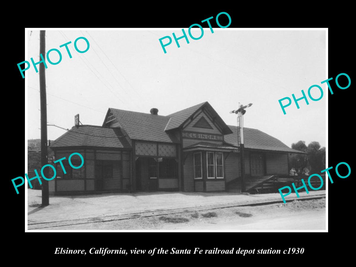 OLD LARGE HISTORIC PHOTO OF ELSINORE CALIFORNIA, RAILROAD DEPOT STATION c1930