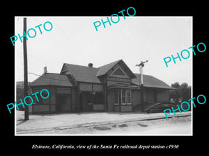 OLD LARGE HISTORIC PHOTO OF ELSINORE CALIFORNIA, RAILROAD DEPOT STATION c1930