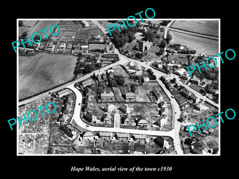 OLD LARGE HISTORIC PHOTO OF HOPE WALES, AERIAL VIEW OF THE TOWN c1930