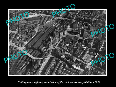 OLD LARGE HISTORIC PHOTO OF NOTTINGHAM ENGLAND, VICTORIA RAILWAY STATION c1930