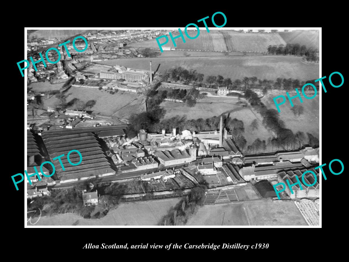 OLD LARGE HISTORIC PHOTO OF ALLOA SCOTLAND, THE CARSEBRIDGE DISTILLERY c1930