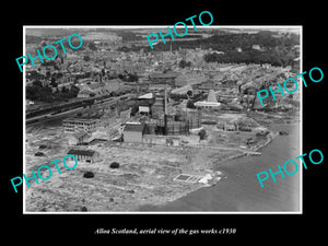 OLD LARGE HISTORIC PHOTO OF ALLOA SCOTLAND, VIEW OF THE TOWN GAS WROKS c1930