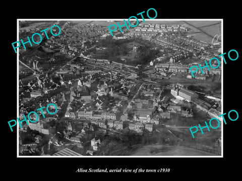 OLD LARGE HISTORIC PHOTO OF ALLOA SCOTLAND, AERIAL VIEW OF THE TOWN c1930 2