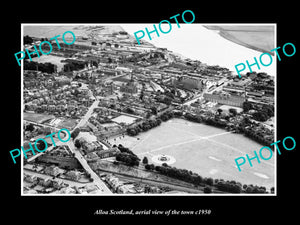 OLD LARGE HISTORIC PHOTO OF ALLOA SCOTLAND, AERIAL VIEW OF THE TOWN c1950 2