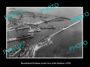 OLD LARGE HISTORIC PHOTO OF BURNTISLAND SCOTLAND, VIEW OF THE HARBOUR c1930