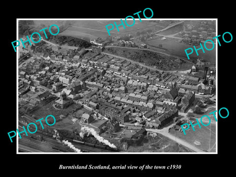 OLD LARGE HISTORIC PHOTO OF BURNTISLAND SCOTLAND, AERIAL VIEW OF TOWN c1930 1