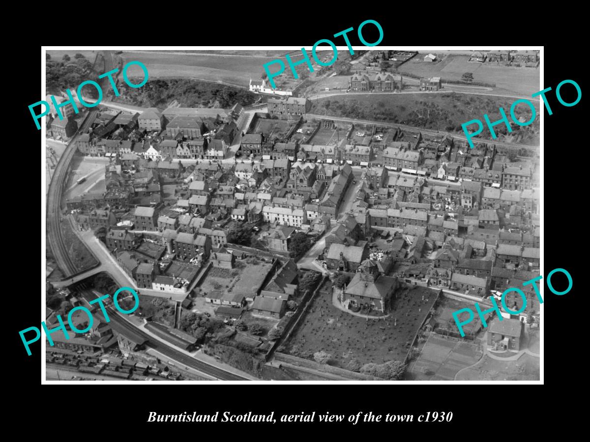 OLD LARGE HISTORIC PHOTO OF BURNTISLAND SCOTLAND, AERIAL VIEW OF TOWN c1930 2