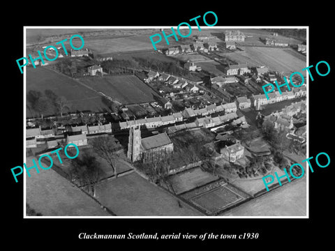 OLD LARGE HISTORIC PHOTO OF CLACKMANNAN SCOTLAND, AERIAL VIEW OF TOWN c1930 2