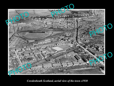 OLD LARGE HISTORIC PHOTO OF COWDENBEATH SCOTLAND, AERIAL VIEW OF TOWN c1930 2