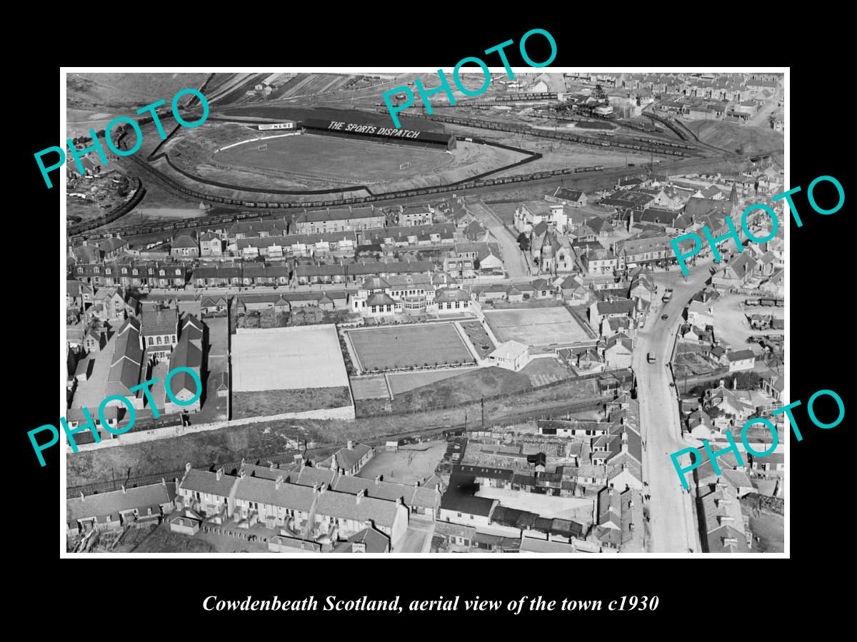 OLD LARGE HISTORIC PHOTO OF COWDENBEATH SCOTLAND, AERIAL VIEW OF TOWN c1930 3