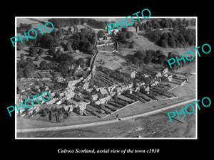 OLD LARGE HISTORIC PHOTO OF CULROSS SCOTLAND, AERIAL VIEW OF THE TOWN c1930 1