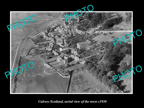 OLD LARGE HISTORIC PHOTO OF CULROSS SCOTLAND, AERIAL VIEW OF THE TOWN c1930 3