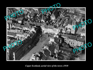 OLD LARGE HISTORIC PHOTO OF CUPAR SCOTLAND, AERIAL VIEW OF THE TOWN c1930 2