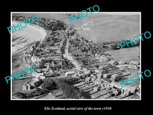 OLD LARGE HISTORIC PHOTO OF ELIE SCOTLAND, AERIAL VIEW OF THE TOWN c1930 1