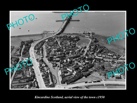 OLD LARGE HISTORIC PHOTO OF KINCARDINE SCOTLAND, AERIAL VIEW OF THE TOWN c1950 1