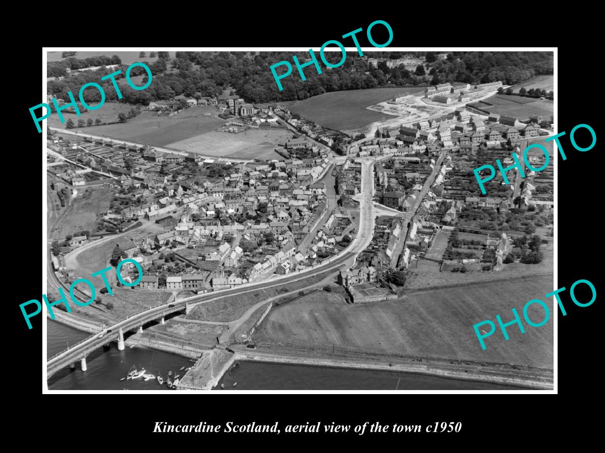 OLD LARGE HISTORIC PHOTO OF KINCARDINE SCOTLAND, AERIAL VIEW OF THE TOWN c1950 2