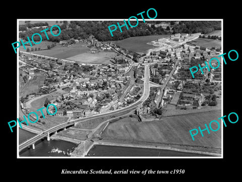 OLD LARGE HISTORIC PHOTO OF KINCARDINE SCOTLAND, AERIAL VIEW OF THE TOWN c1950 2