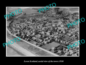 OLD LARGE HISTORIC PHOTO OF LEVEN SCOTLAND, AERIAL VIEW OF THE TOWN c1930 1