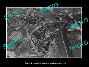 OLD LARGE HISTORIC PHOTO OF LEVEN SCOTLAND, AERIAL VIEW OF THE TOWN c1930 3