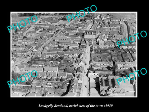 OLD LARGE HISTORIC PHOTO OF LOCHGELLY SCOTLAND, AERIAL VIEW OF THE TOWN c1930 2