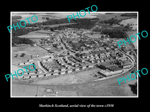 OLD LARGE HISTORIC PHOTO OF MARKINCH SCOTLAND, AERIAL VIEW OF THE TOWN c1930 1