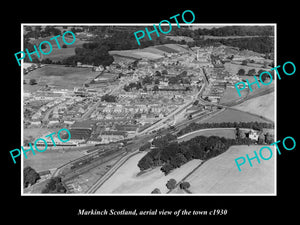 OLD LARGE HISTORIC PHOTO OF MARKINCH SCOTLAND, AERIAL VIEW OF THE TOWN c1930 2