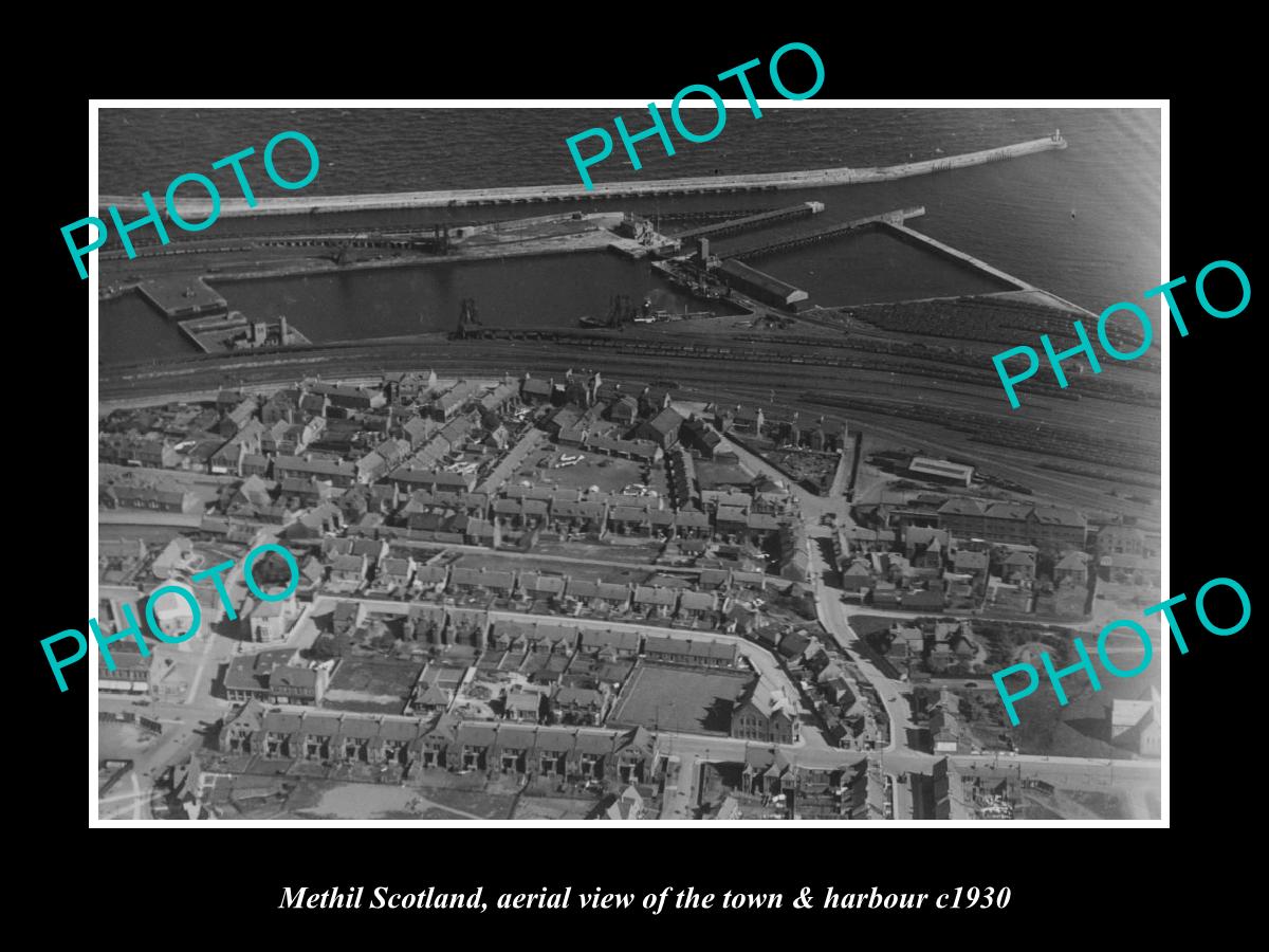 OLD LARGE HISTORIC PHOTO OF METHIL SCOTLAND, VIEW OF THE TOWN & HARBOUR c1930 1