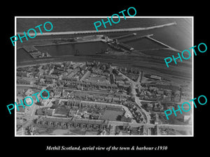 OLD LARGE HISTORIC PHOTO OF METHIL SCOTLAND, VIEW OF THE TOWN & HARBOUR c1930 1