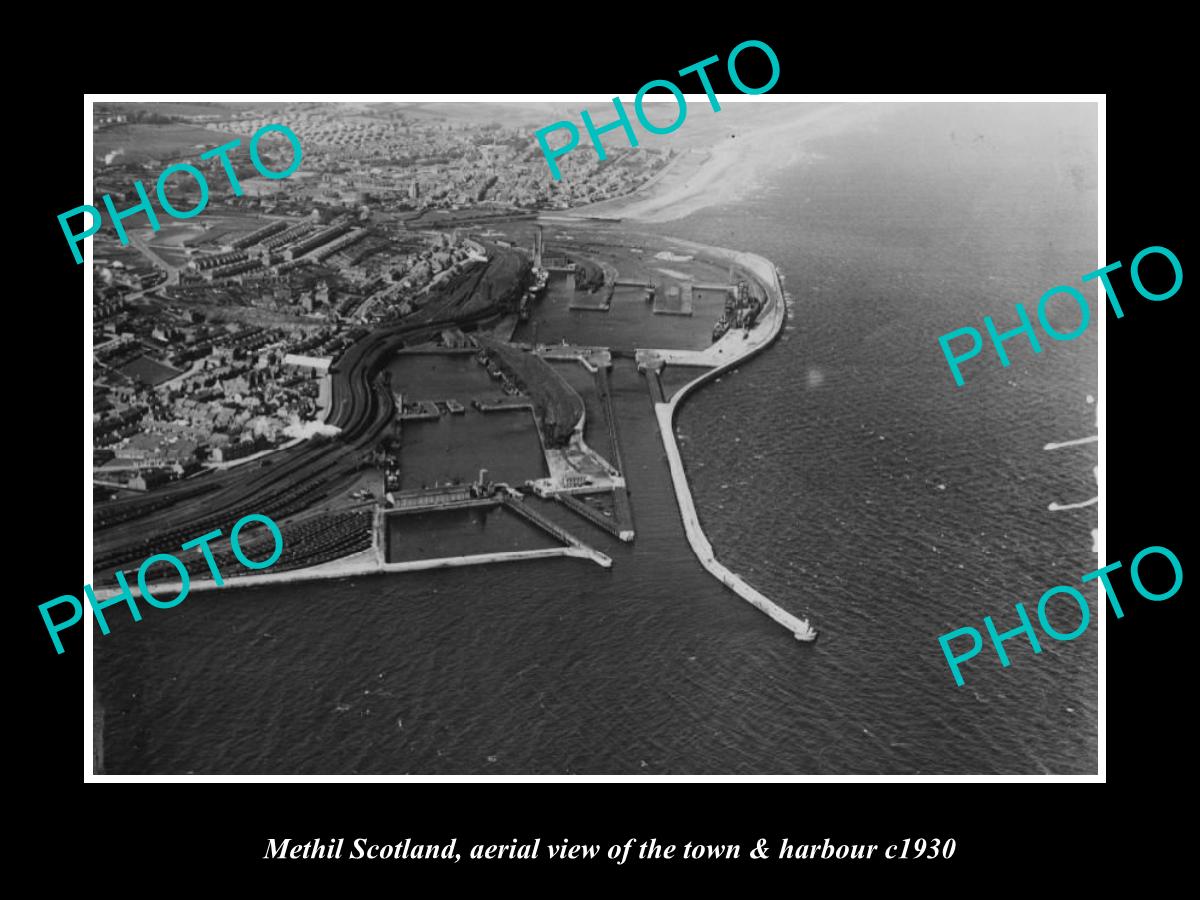 OLD LARGE HISTORIC PHOTO OF METHIL SCOTLAND, VIEW OF THE TOWN & HARBOUR c1930 2