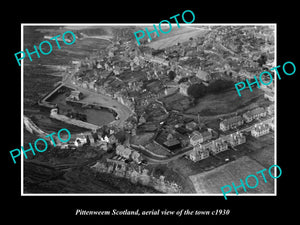 OLD LARGE HISTORIC PHOTO OF PITTENWEEM SCOTLAND, AERIAL VIEW OF THE TOWN c1930 2